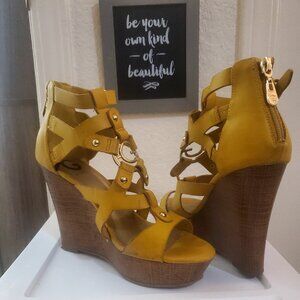 Women's G by Guess Strappy Wedge Monogram Sandal